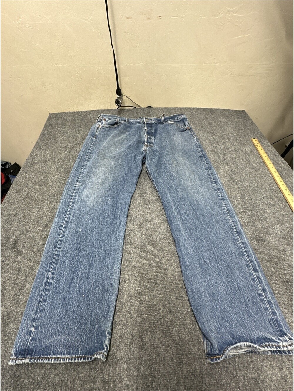 Levis 501 Straight Leg Button Fly Mens Jeans - 44x32 , Black